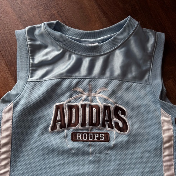 Adidas Hoops Blue Brown Sleeveless Basketball Muscle Jersey Mesh Unisex 6 Sporty - Picture 3 of 6